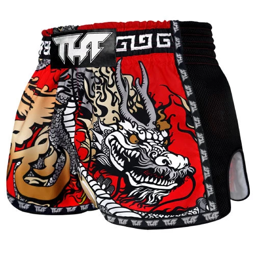 TUFF Red Chinese Dragon Retro Muay Thai Shorts 5 TUFF Red Chinese Dragon Retro Muay Thai Shorts - Image 3
