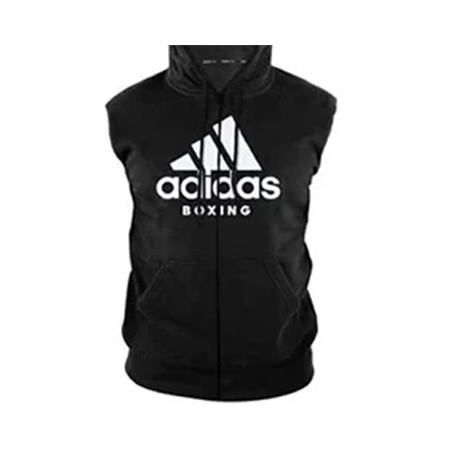 Adidas Boxing Sleeveless Zip Hoodie Black White 3 Adidas Boxing Sleeveless Zip Hoodie Black White
