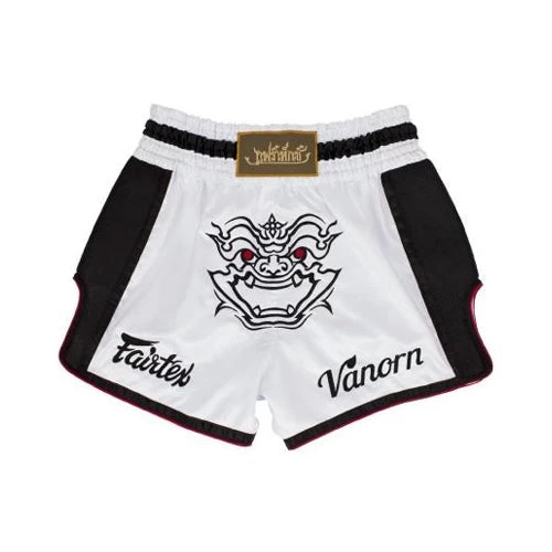 Fairtex Slim Cut Muay Thai Shorts White Vanorn 3 Fairtex Slim Cut Muay Thai Shorts White Vanorn