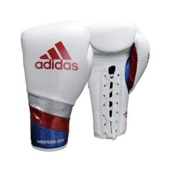 Adidas Adispeed Boxing Gloves Lace Up White Blue