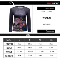 CL Sport Women Skull Roses Rashguard Short Sleeve -Boxing Store CLSportWomenSS LSSizeChart