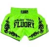Fluory Neon Retro Muay Thai Shorts Green -Boxing Store Fluory Neon Retro Muay Thai Shorts Green