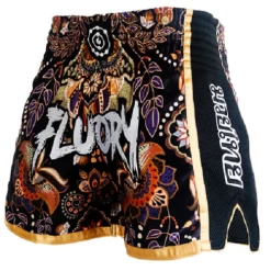 Fluory Eternity Retro Muay Thai Shorts Black Gold -Boxing Store FluoryEternityRetroMuayThaiShortsBlackGold1