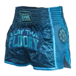 Fluory Shadow Retro Muay Thai Shorts Blue -Boxing Store FluoryRetroShadowPrintMuayThaiShortsBlue1