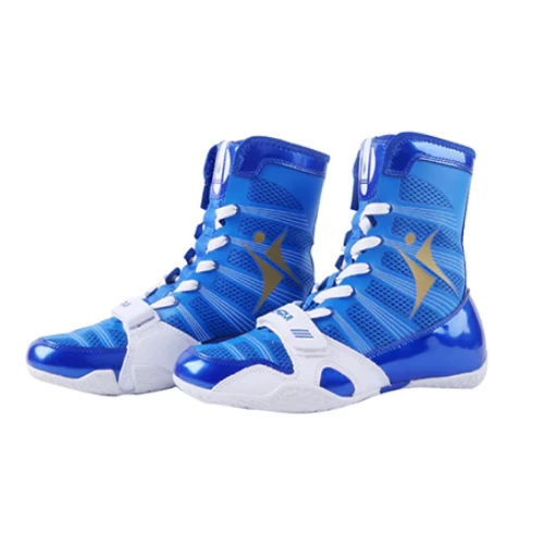 Kangrui Pro High Top Boxing Shoes Blue 3 Kangrui Pro High Top Boxing Shoes Blue