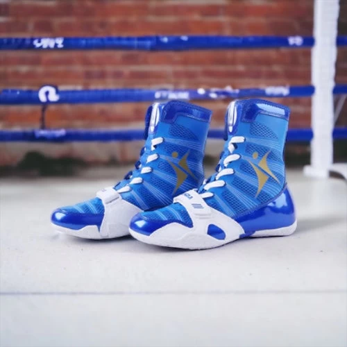 Kangrui Pro High Top Boxing Shoes Blue 8 Kangrui Pro High Top Boxing Shoes Blue - Image 6