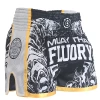 Fluory Eternity Retro Muay Thai Shorts Black Gold White -Boxing Store MTF Eternity Black Gold