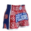 Fluory Drill Retro Muay Thai Shorts Red -Boxing Store MTF Red