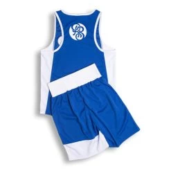 Powrbox Powrlight V1- Amateur Boxing Competition Shorts/ Singlet Set -Boxing Store PowrlightV1 AmateurBoxingCompetitionShorts SingletSet Blue BACK