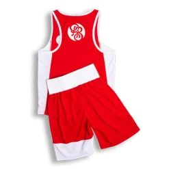 Powrbox Powrlight V1- Amateur Boxing Competition Shorts/ Singlet Set -Boxing Store PowrlightV1 AmateurBoxingCompetitionShorts SingletSet Red BACK