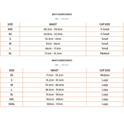 Shock Doctor Core Compression Short With Bioflex Cup -Boxing Store ShockDoctorSizeChartInches