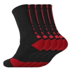 Super Elite Sports Socks 5 Pack -Boxing Store SuperEliteSocks5PackRed