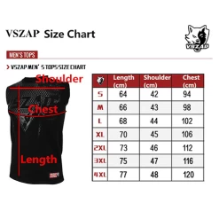 VSZap Muay Thai Training Sleeveless T Shirt -Boxing Store VSZAPMuayThaiTrainingSleevelessShirtSizeChart