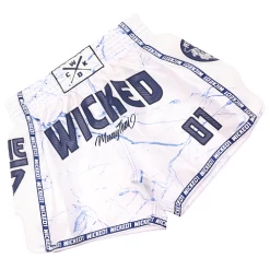 Wicked One Broken Muay Thai Shorts White -Boxing Store WickedBrokenWhite1