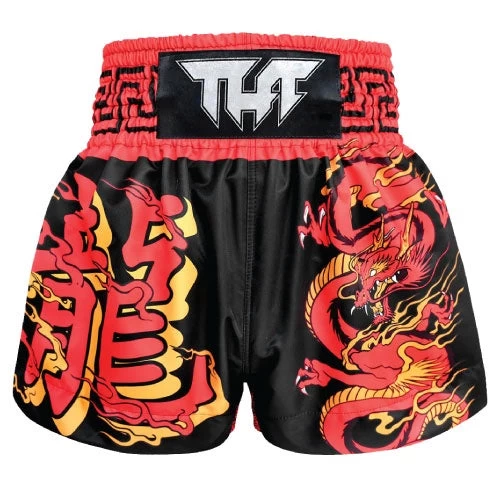TUFF Chinese Dragon Muay Thai Boxing Shorts - Black/Red 3 TUFF Chinese Dragon Muay Thai Boxing Shorts - Black/Red