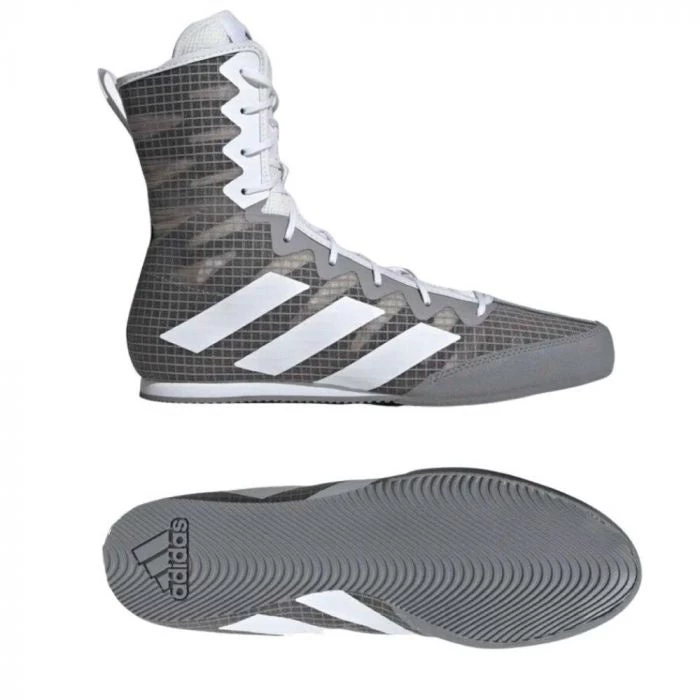 Adidas Box Hog 4 Boxing Shoes Boots - Grey White 3 Adidas Box Hog 4 Boxing Shoes Boots - Grey White