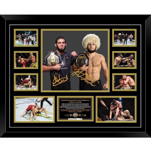 Khabib Nurmagomedov Islam Makhachev UFC Signed Frame 3 Khabib Nurmagomedov Islam Makhachev UFC Signed Frame